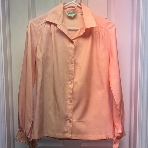Vintage Koret by Lady Manhattan Peach Button-Up Blouse | Size 14 - Picture 2 of 7